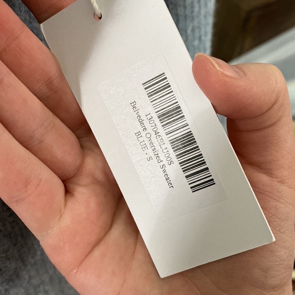 Reformation Belvedere baby alpaca oversized Henley sweater in blue size S - Picture 12 of 15